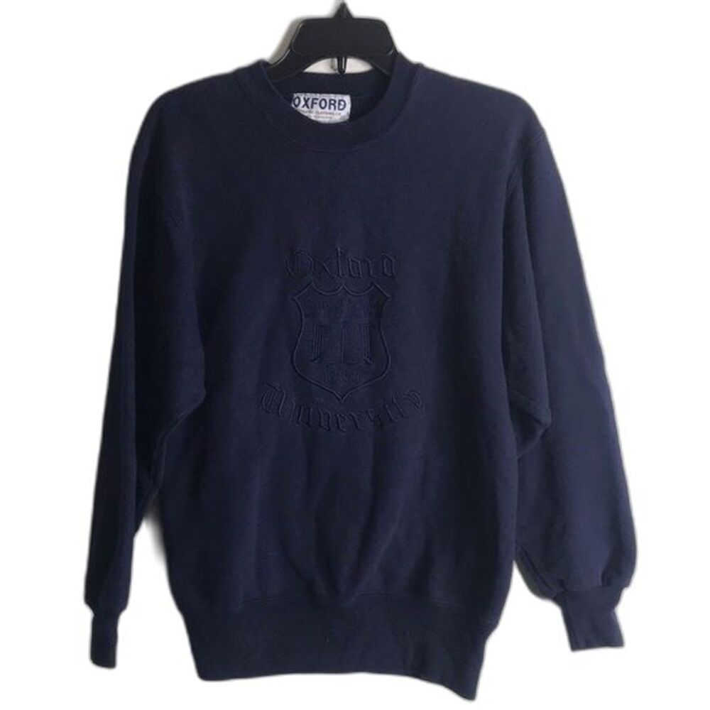 Vintage Oxford university navy blue pullover sweater unisex size small